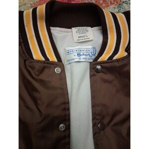Vintage Westmark Brown satin bomber  varsity jacket. Large.